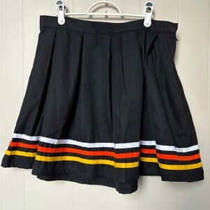 Black Skater Mini Skirt with Striped candy corn Hem